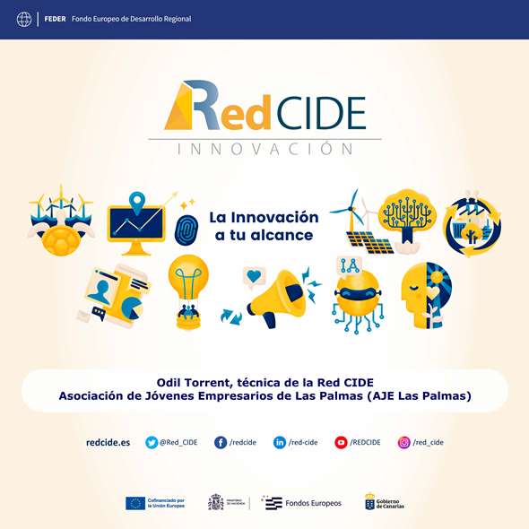 Este Febrero, mes de la Niña y la Mujer en la Ciencia, destacamos la actividad de Odil Torrent, nuestra técnica #RedCIDE en <a href="/aje_laspalmas/">AJE Las Palmas</a> experta en innovación🔗buff.ly/33PRe2d

Iniciativa impulsada por <a href="/CUCIC_GobCan/">CUCIC GobCan</a> <a href="/agenciaiisi/">ACIISI</a>
cofinanciada 85% #FEDERCanarias 2021-27