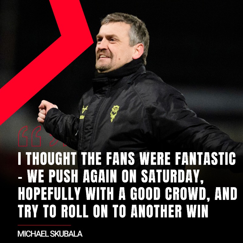 LincolnCity_FC's tweet photo. 🗣️ City head coach Michael Skubala praised a 'fantastic away performance' after seeing his side emerge 3-0 victors from #MANLIN.