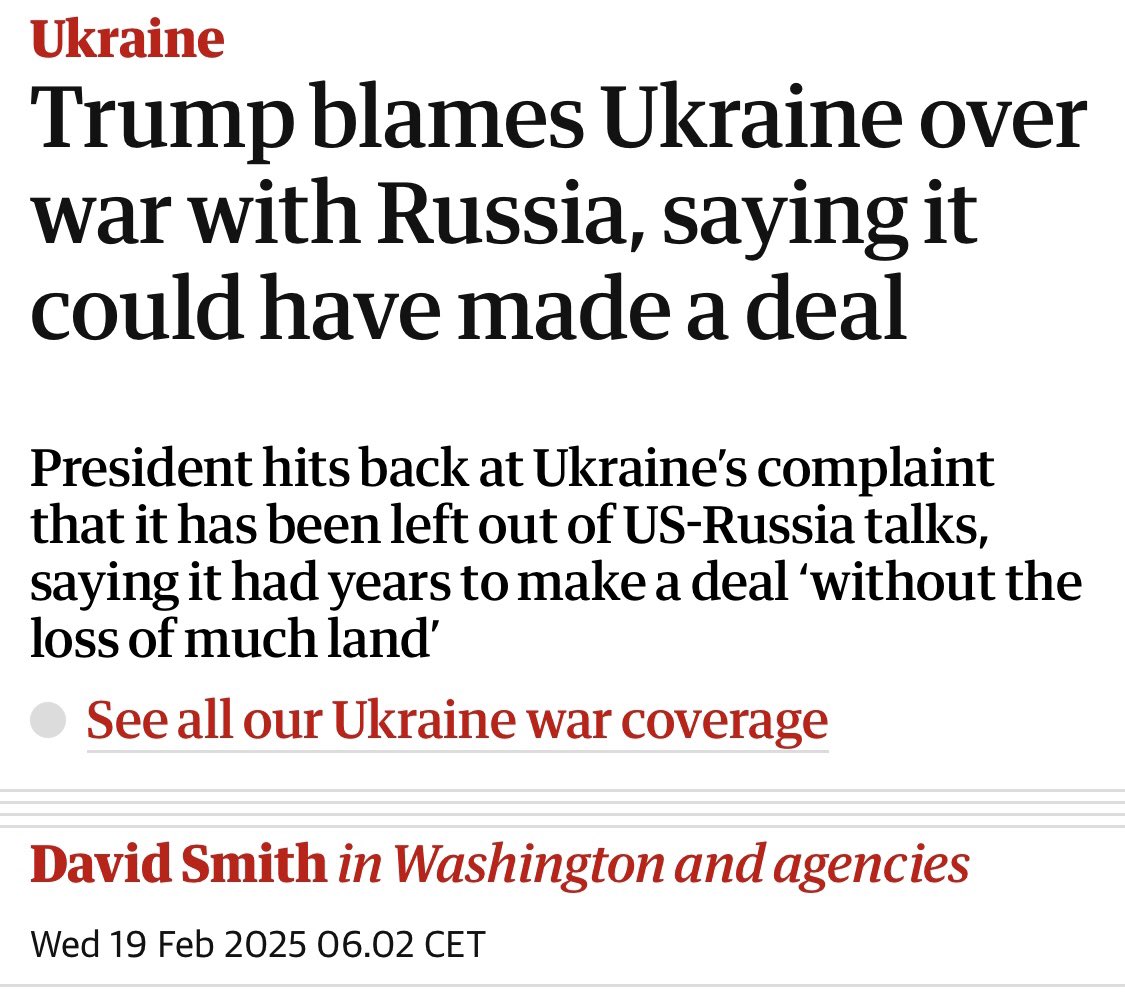 Michanist1's tweet image. Let me make it clear. Trump blames Ukraine for the war, even though they were attacked by Russia? So, if America were attacked by Russia, would it be America’s fault? Should the U.S. just give up territory and not fight back? What a dumpster fire. #LogicFail