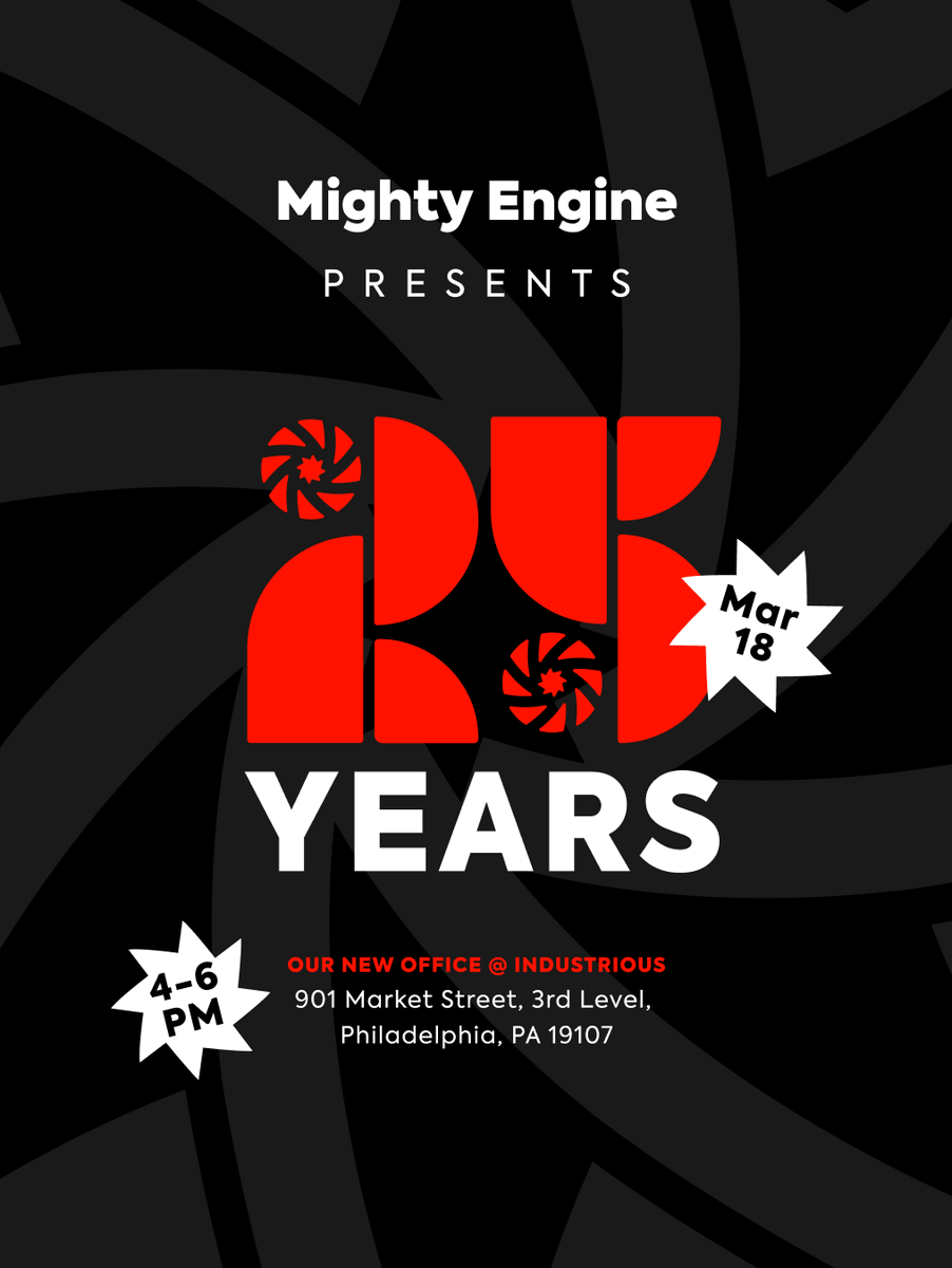 Mighty Engine is 25 years strong, and we’re throwing a Happy Hour to celebrate with the people who made it all possible—YOU!

📍 Industrious Philly
📅 March 18, 2025 | 4–6 PM

🔗 RSVP via link in bio

#MightyEngine25 #HappyHour #PurposeDriven