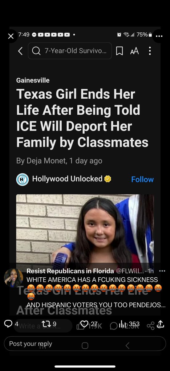 Cathy2NotToday's tweet photo. How can we look away  or condone with our indifference ?

Is THIS what we want for our country ? 

What are we modeling for our children and grandchildren ? 

Just sickening 

“An 11-year-old schoolgirl from Texas has taken her own life after bullies threatened to call U.S. Immigration and Customs Enforcement (ICE) agents to deport her. UNIVISION DFW”

…