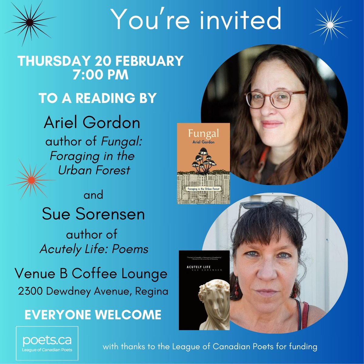 Ariel Gordon (@janedayreader) on Twitter photo Thursday, I’ll be doing an event in #Regina with Sue Sorensen, who will be reading from her <a href="/atbaypress/">At Bay Press</a> poetry collection, Acutely Life. I’ll be reading from my latest Wolsak & Wynn essay collection, Fungal. See you there? <a href="/riverstwriting/">River Street Writing</a> Thursday, I’ll be doing an event in #Regina with Sue Sorensen, who will be reading from her <a href="/atbaypress/">At Bay Press</a> poetry collection, Acutely Life. I’ll be reading from my latest Wolsak & Wynn essay collection, Fungal. See you there? <a href="/riverstwriting/">River Street Writing</a>