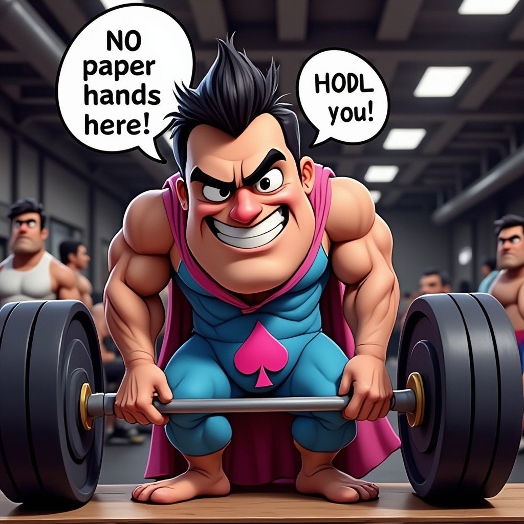 BoobzCoin's tweet image. Boobzman is crushin' that HODL lift—BTC's flatlining while alts are in the basement, but his diamond hands don't flinch! Paper hands drop weights and coins, but degens keep pumpin' through the bear fiesta! 🚀💪
#CryptoDegen #DiamondHands #HODL #NoPaperHands #LFG #BTCFlat #AltBear…