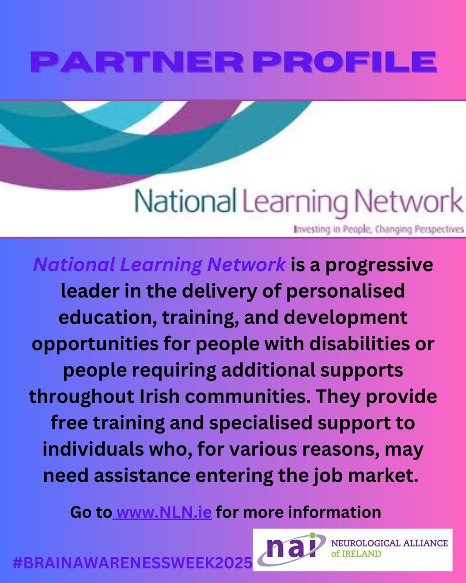 Neurological Alliance of Ireland (@naiireland) on Twitter photo Brain Awareness Week partner <a href="/NLNIreland/">National Learning Network (NLN)</a> deliver personalised education, training and development opportunities for people with disabilities or people requiring additional supports. #BRAINAWARENESSWEEK2025š§
Visit rehab.ie/national-learn⦠for more information #LOVEYOURBRAIN Brain Awareness Week partner <a href="/NLNIreland/">National Learning Network (NLN)</a> deliver personalised education, training and development opportunities for people with disabilities or people requiring additional supports. #BRAINAWARENESSWEEK2025š§
Visit rehab.ie/national-learn⦠for more information #LOVEYOURBRAIN
