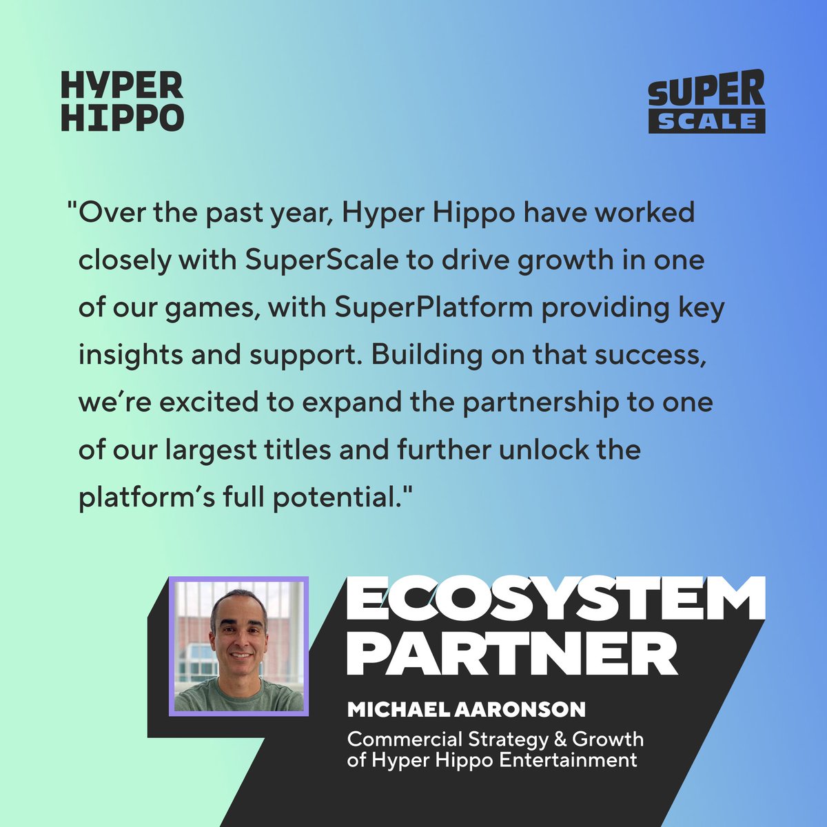 🚀 SuperScale &amp; Hyper Hippo: Leveling Up Our Partnership! 🎮

After optimizing LTV and UA for Adventure Ages, we’re now scaling SuperPlatform to one of Hyper Hippo’s biggest titles.

Read more: eu1.hubs.ly/H0gWk0B0