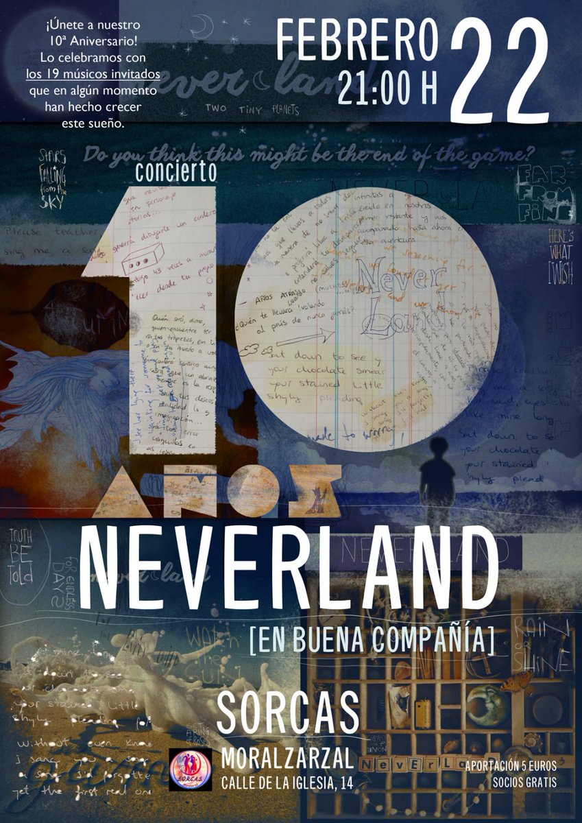Esta semana en SORCAS...
Sábado 22 de febrero a las 21h Neverland en concierto.
Música original, temas propios con toque folk y tintes de rock progresivo.
 #moralzarzal