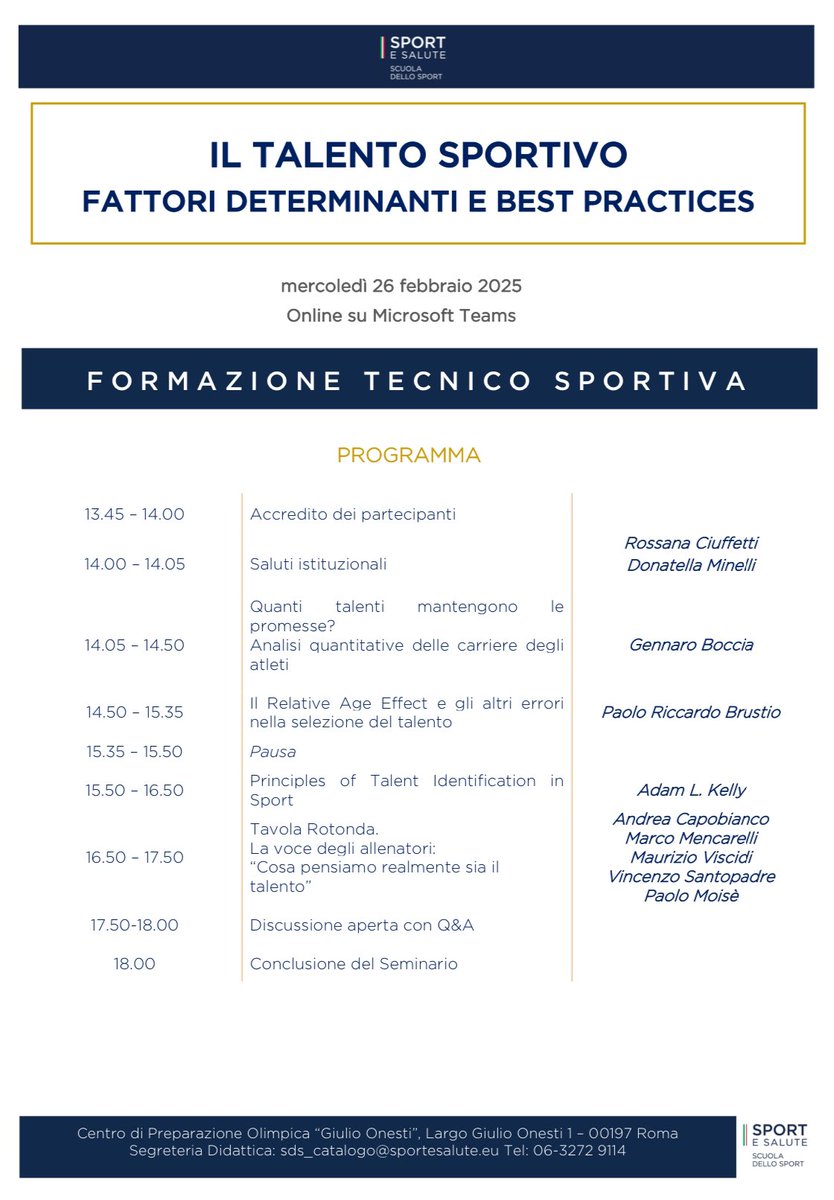 Dr Adam L. Kelly (@adamkelly07) on Twitter photo Thanks to <a href="/gennaro_boccia/">Gennaro Boccia</a> and <a href="/PRBrustio/">Paolo R Brustio</a> for the invitation to talk at the forthcoming seminar, Il Talento Sportivo: Fattori Determinanti e Best Practices - Sports Talent: Determinant Factors and Best Practices, organised by the <a href="/Coninews/">CONI</a> 🇮🇹 Thanks to <a href="/gennaro_boccia/">Gennaro Boccia</a> and <a href="/PRBrustio/">Paolo R Brustio</a> for the invitation to talk at the forthcoming seminar, Il Talento Sportivo: Fattori Determinanti e Best Practices - Sports Talent: Determinant Factors and Best Practices, organised by the <a href="/Coninews/">CONI</a> 🇮🇹