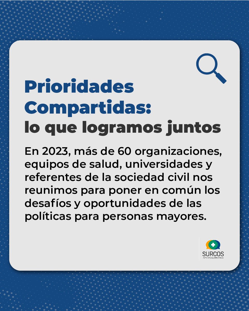 SurcosOrg's tweet image. 📢 PRIORIDADES COMPARTIDAS 2025
📅 Próximos encuentros:
🔹 25/02 → Personas mayores y cuidadores.
🔹 11/03, 25/03, 08/04 → Representantes del Estado y OSC.

💡 Ayudanos a definir las prioridades para 2025 

Inscribite acá 👇🏻
docs.google.com/forms/d/19NfgV…

#Surcos25Años