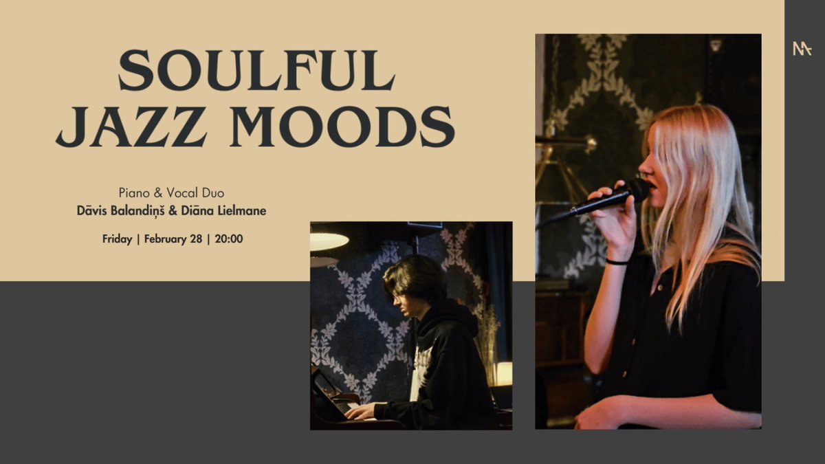 Uz skatuves kāps Jāzepa Mediņa Rīgas mūzikas skolas džeza vokāliste Diāna Lielmane un absolvents Dāvis Balandiņš, piedāvājot modernā un klasiskā džeza skaņdarbus savā unikālajā interpretācijā. 🎶

28. februārī pl.20.00 Kultūrbārā
🎟 Biļetes pieejamas BezRindas.lv