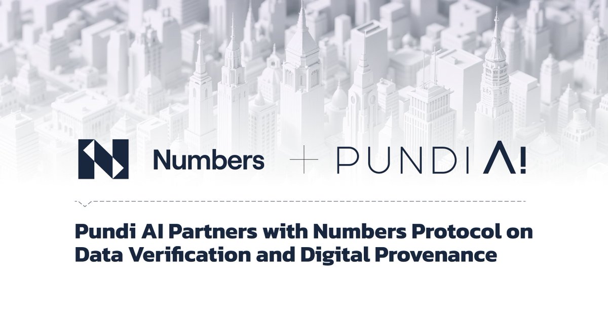 Pundi AI (@pundiai) on Twitter photo 🤝 We're excited to announce a new partnership with <a href="/numbersprotocol/">Numbers Protocol</a>
This partnership will integrate Numbers Protocol’s advanced tools for data verification and digital provenance into Pundi AI’s Data Platform and Data Marketplace 🤝 We're excited to announce a new partnership with <a href="/numbersprotocol/">Numbers Protocol</a>
This partnership will integrate Numbers Protocol’s advanced tools for data verification and digital provenance into Pundi AI’s Data Platform and Data Marketplace
