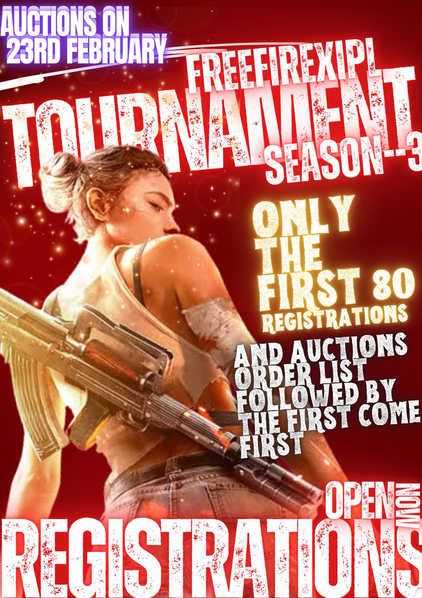 HERE'S ONCE AGAIN SURVIVORS💥💥🥳 We are back..
Process to register
1..Follow and retweet must
2..commenting freefire I'd screenshot and dm the same with Twitter I'ds
3..read post and image properly.
The above rules are mandatory for register.. otherwise you won't be registered.