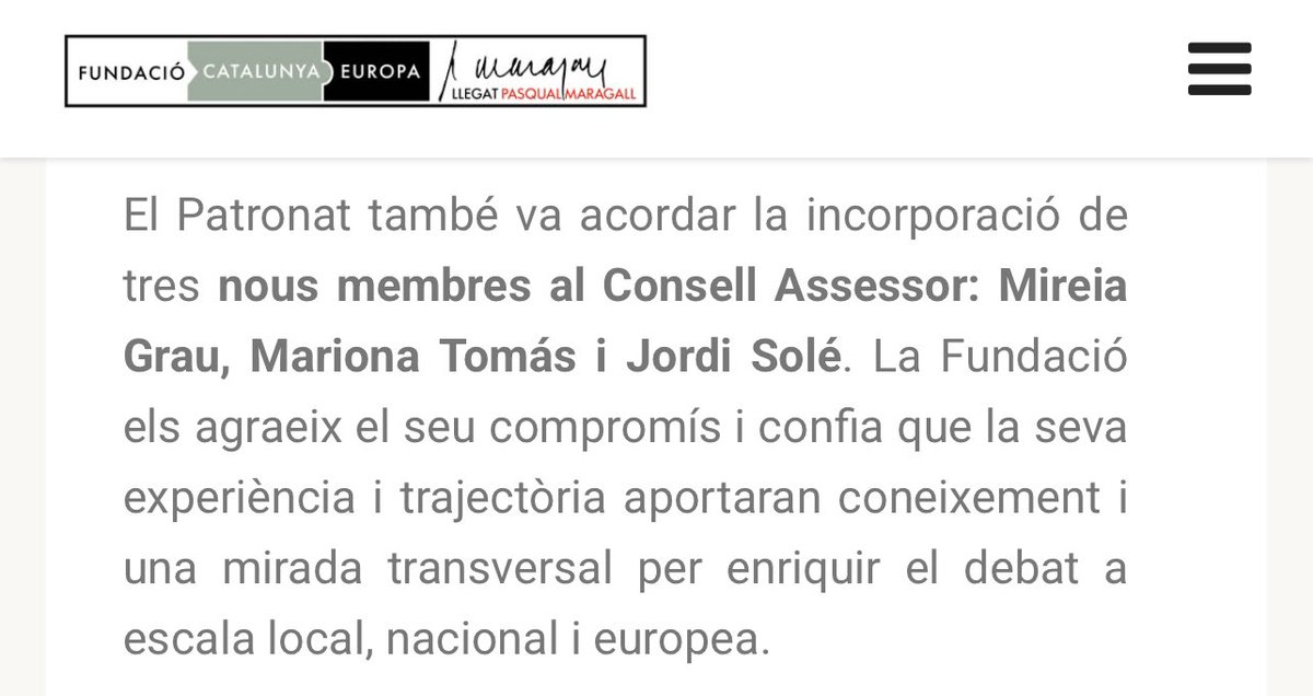 Jordi Solé 🇪🇺|||| (@jordisolef) on Twitter photo Ahir em vaig estrenar com a membre del Consell Assessor de la Fundació <a href="/catalunyaeuropa/">Fundació Catalunya Europa</a> . Vàrem avaluar el pla de treball 2025 i vàrem debatre sobre el context actual de la relació Catalunya-Espanya. Moltes gràcies a la Fundació i al seu Patronat per incorporar-m’hi! Ahir em vaig estrenar com a membre del Consell Assessor de la Fundació <a href="/catalunyaeuropa/">Fundació Catalunya Europa</a> . Vàrem avaluar el pla de treball 2025 i vàrem debatre sobre el context actual de la relació Catalunya-Espanya. Moltes gràcies a la Fundació i al seu Patronat per incorporar-m’hi!