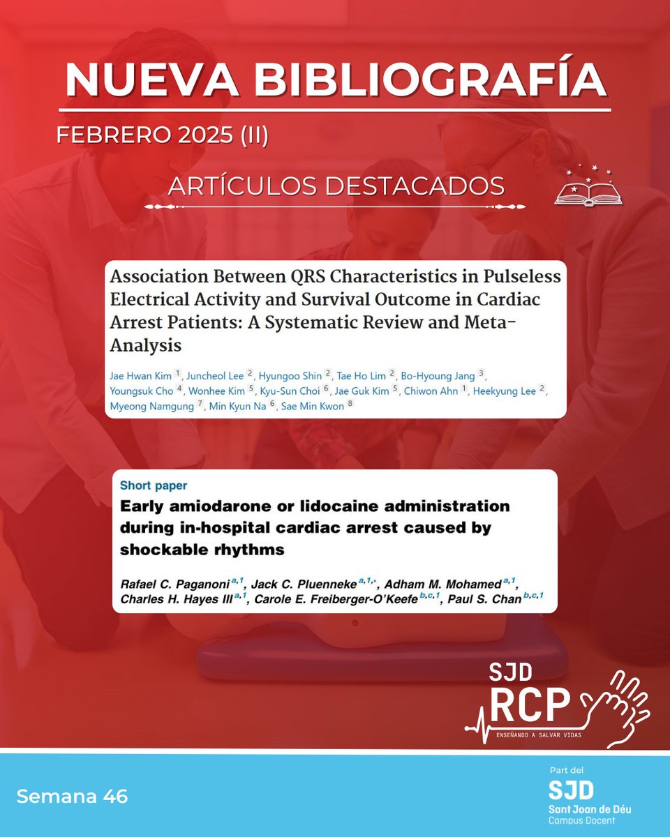 📚🩺 ¡Ya está disponible la nueva bibliografía! 🩺📚  

Consulta los últimos artículos sobre RCP y reanimación en el enlace shorturl.at/UG7Ay y sigue actualizándote. 📖✨  

#BibliografíaMédica #RCP #Reanimación #FormaciónSanitaria #SalvarVidas #EducaciónMédica 🏥
