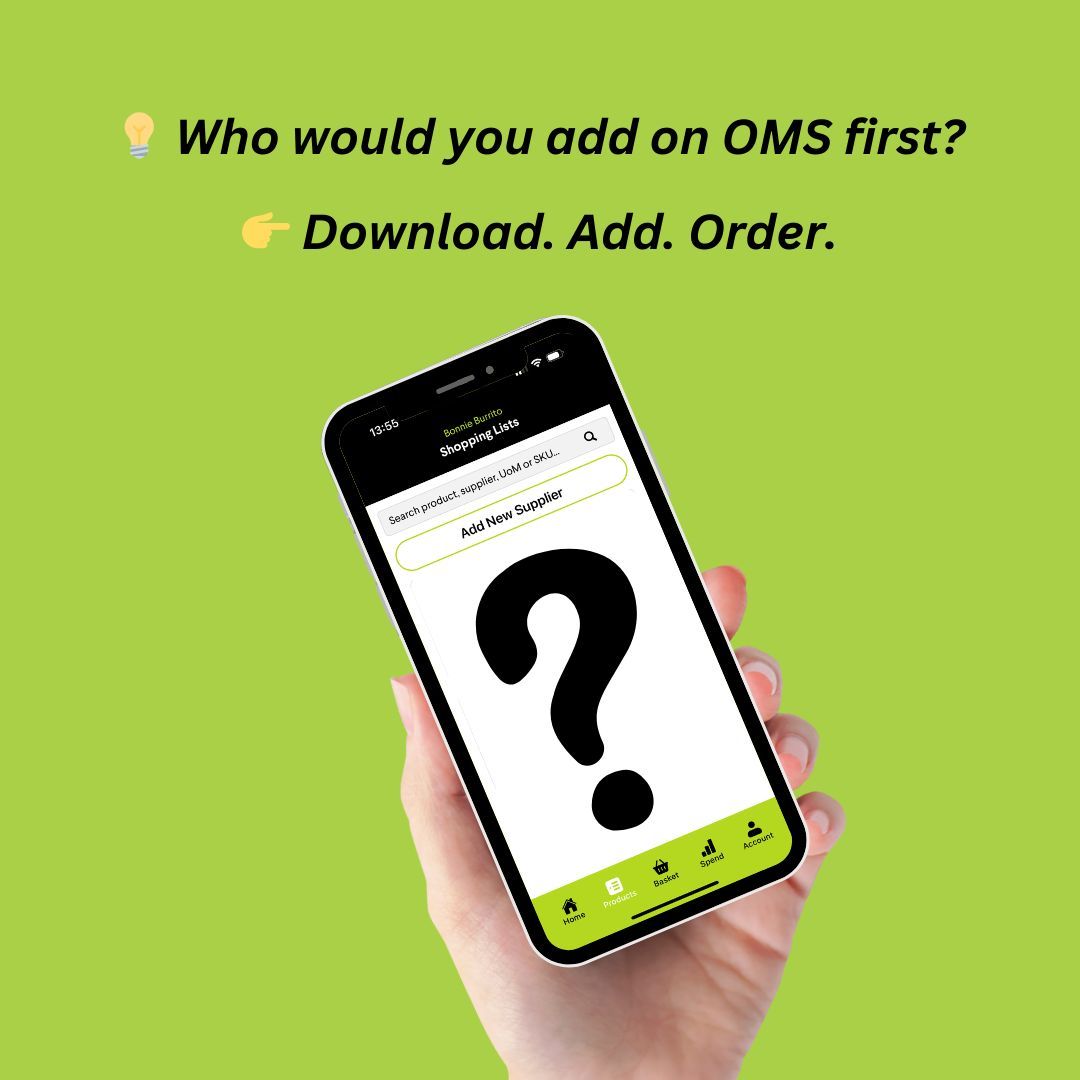 If you downloaded Orders Made Simple today, who’s the first supplier you’d add?

👇 Drop their name below and let’s see who gets suggested the most!

📲 Ready to take control of your ordering? Start now: buff.ly/40WDVbn