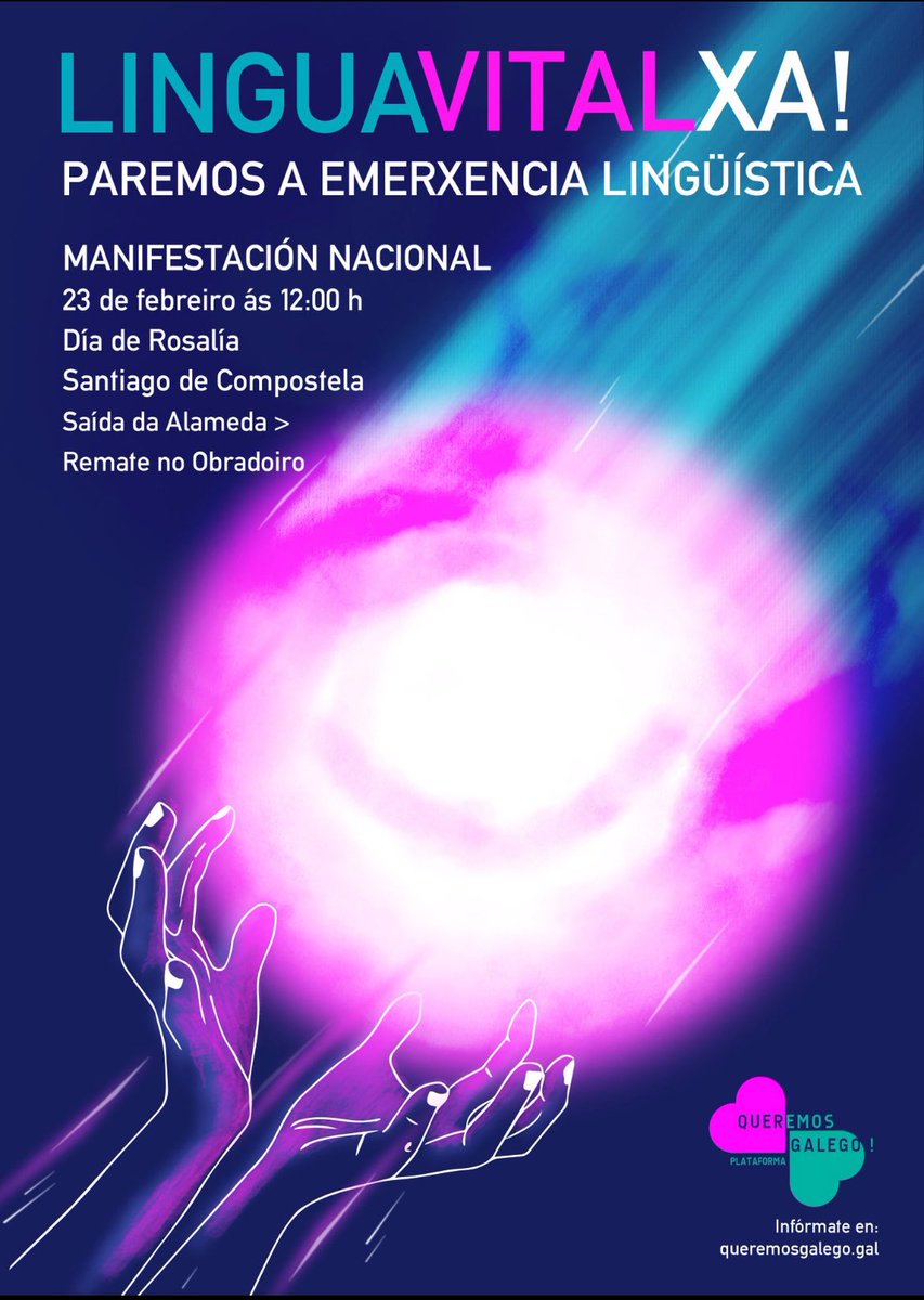 KikeAmonarriz's tweet image. Galizian zaudeten euskaldunok hitzordua duzue igandean @QueremosGalego plataformak deituta. Galegoaren gainbehera geratu eta administrazioak biziberritze-prozesuari ekin diezaion manifestazio nazionala Santiagon
#linguavitalxa
#Queremosgalego