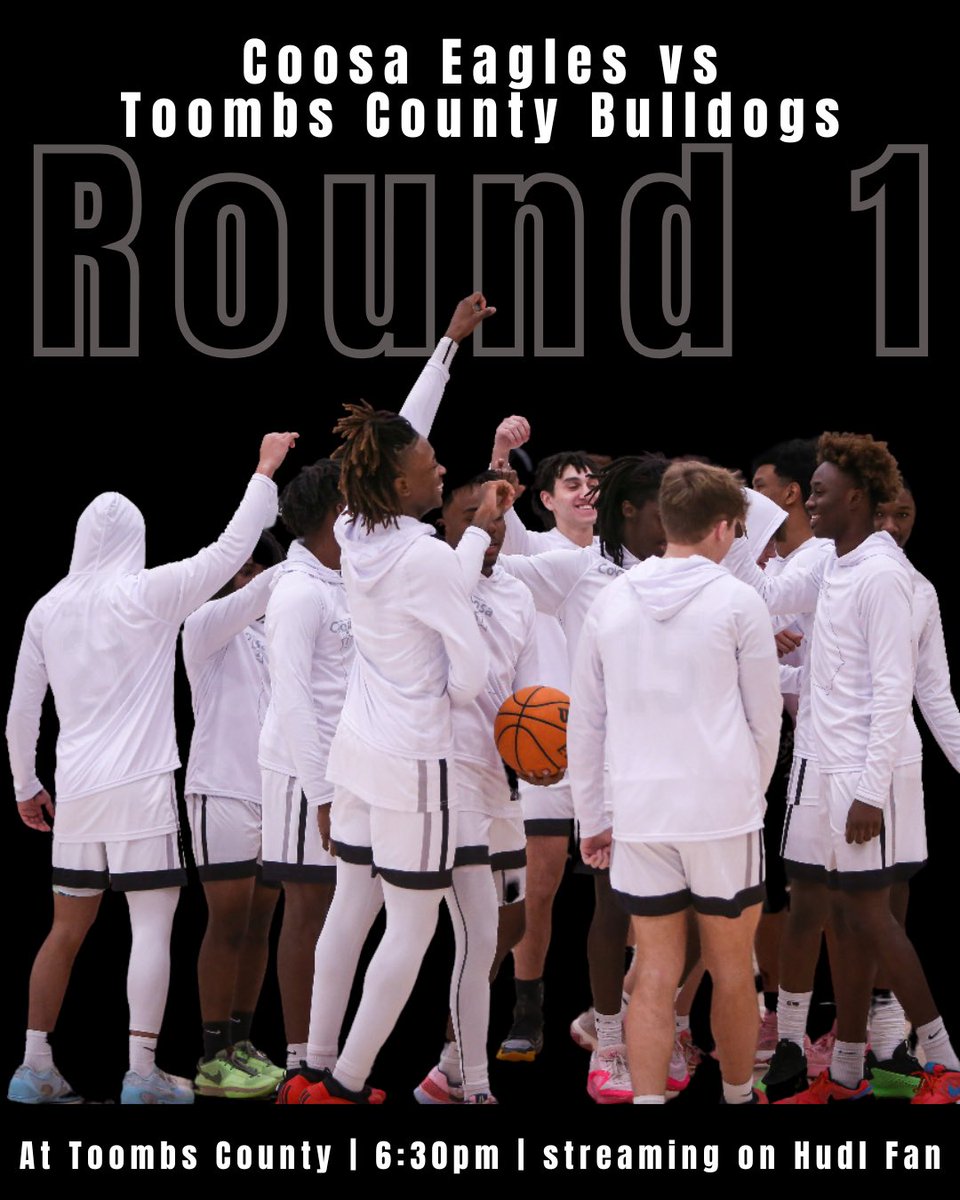 Coosa Eagles are headed south for an intense Round 1 clash against the Toombs County Bulldogs at 6:30pm, streaming live on Hudl Fan! #COMPETE #WingsUp 🦅 🏀