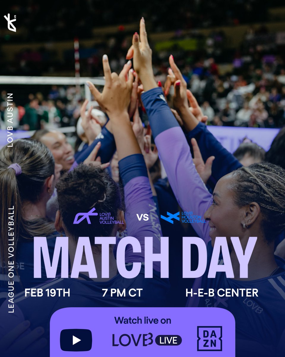LOVB Austin Volleyball (@lovbatx) on Twitter photo Another Texas-sized Showdown in Austin!
π LOVB Houston
π Austin, TX
ποΈ <a href="/HEBCenter/">H-E-B Center at Cedar Park</a>
β±οΈ 7:00 PM
πΊ DAZN, LOVB.com, YouTube Another Texas-sized Showdown in Austin!
π LOVB Houston
π Austin, TX
ποΈ <a href="/HEBCenter/">H-E-B Center at Cedar Park</a>
β±οΈ 7:00 PM
πΊ DAZN, LOVB.com, YouTube