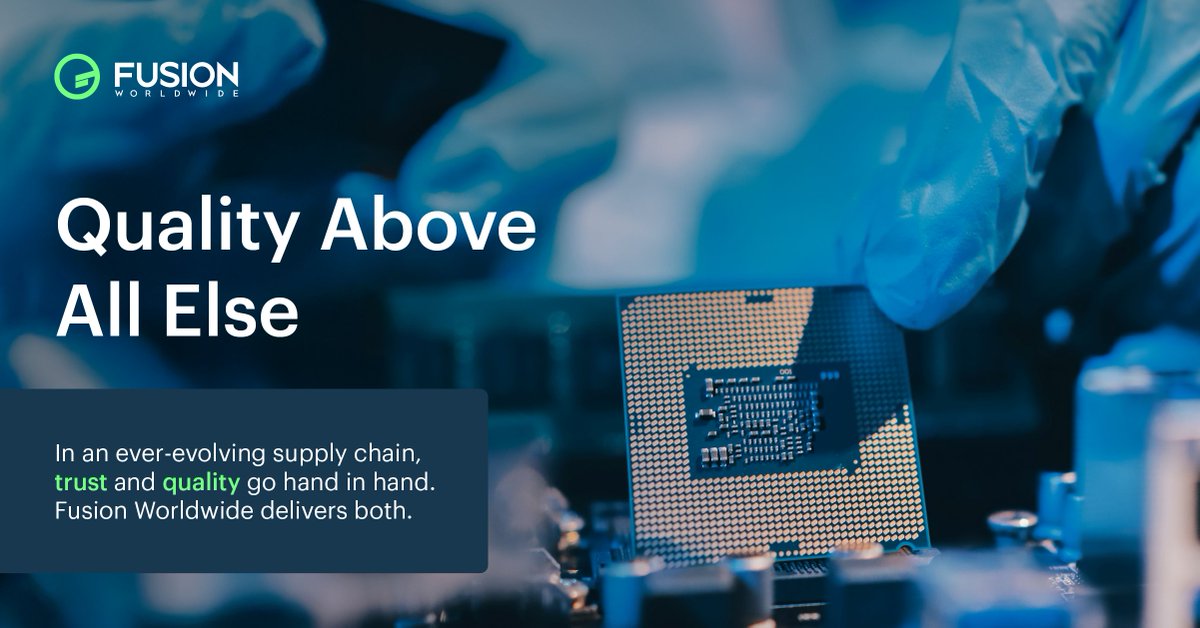 FusionFirst's tweet image. Markets fluctuate, but quality shouldn’t. Fusion Worldwide helps safeguard your supply chain when uncertainty turns to disruption. Partner with a distributor that prioritizes quality now to stay ready for tomorrow’s challenges. Learn more: hubs.ly/Q0375zPP0 
#Quality