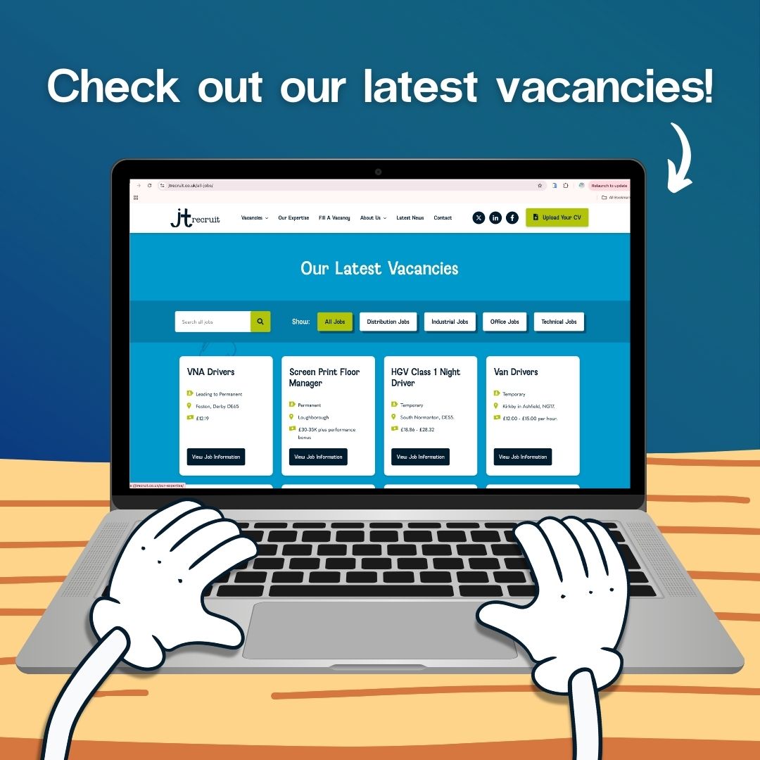 If you are looking for a new role, don't forget to take a look at our vacancies at jtrecruit.co.uk/all-jobs/ 🙌

You can also upload your CV to our website and we can do the searching for you!  👀

Your dream job is out there – let's find it together! 🤝
