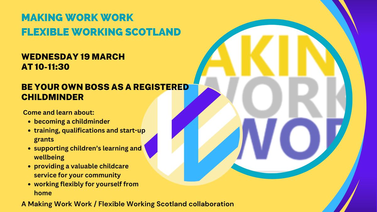 Flexible working option brought to you by Flexible Working Scotland.

Online event, registration link ow.ly/YMca50UTRwC