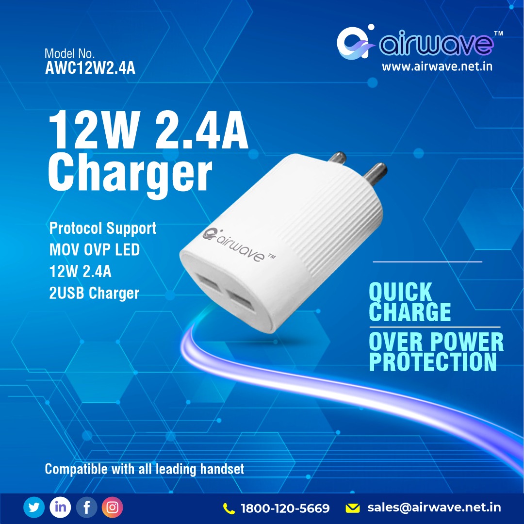 Airwave11051's tweet photo. BEST 12W 2.4A CHARGER
Visit us: https://t.co/NmIIPYg6W1
Download the Airwave app on your mobile: https://t.co/ZtM828YU9P
Purchase related inquiries call us at: +91 9163946809
#12w #Chargers #adapters #mobilecharger #highspeeddatatransfer #QuickCharger https://t.co/PNlIocRqew