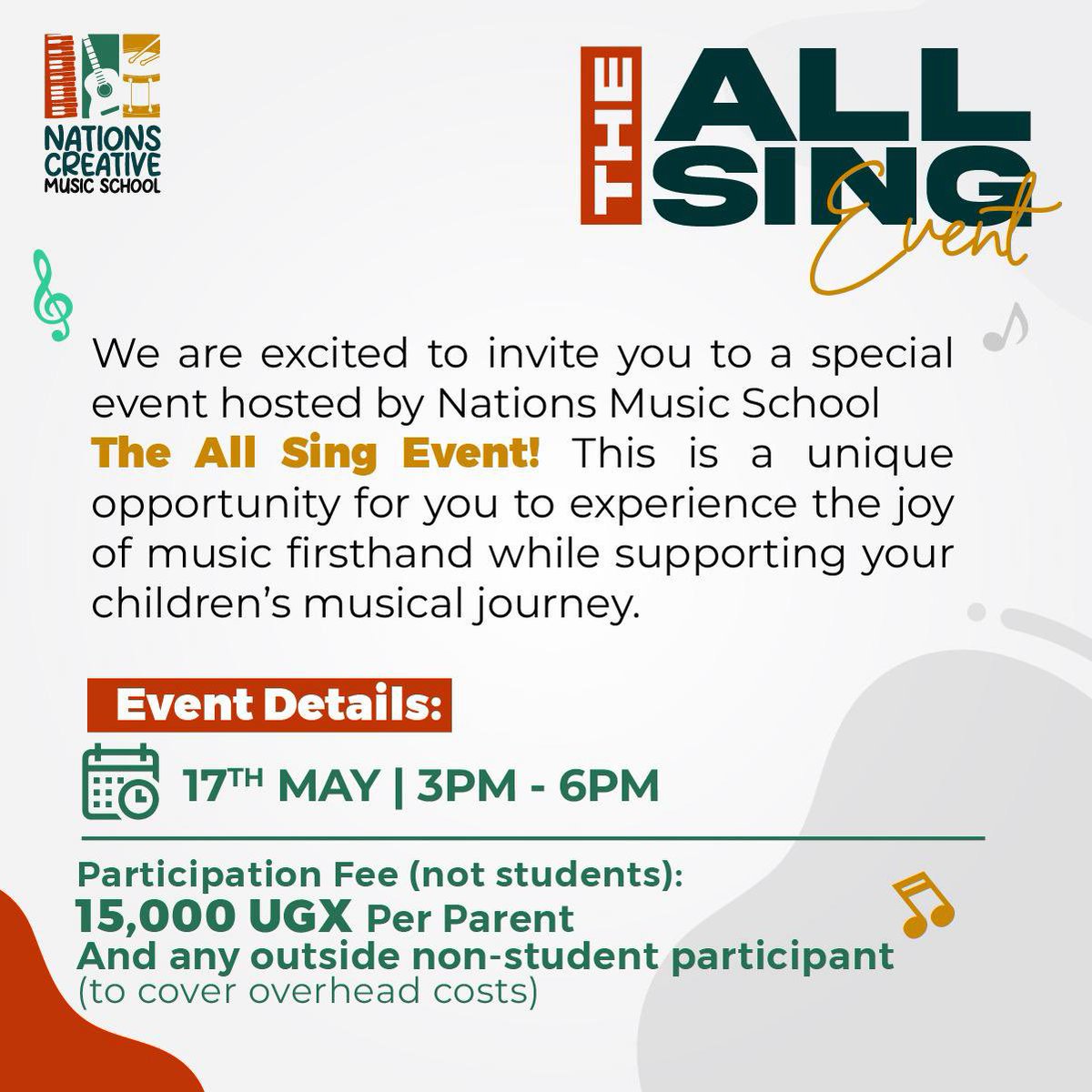 Nations_sch's tweet photo. Join us at The All Sing Event on May 17th, where music meets family fun! Expect:
🎤 Parent Singing Competition
🙏 Worship Session
🎧 Live Recording of student originals!

Confirm your spot by March 6th!
Fee: 15,000 UGX per parent/non-student. https://t.co/9HLedF7Rf8