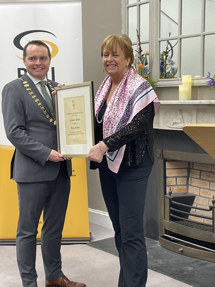 So very proud of ⁦<a href="/CarmelDoyle1/">Carmel Doyle</a>⁩ who was presented with a Life Fellowship from the ⁦<a href="/PRII_ie/">PRII.ie</a>⁩ last night. An incredible communicator, inspiring leader / mentor &amp; powerful advocate