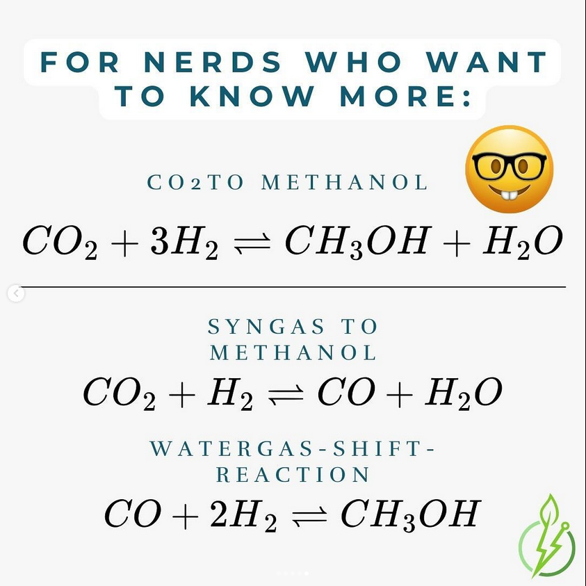 DrLutzBoehm's tweet photo. Der grüne Wasserstoff wird mit einem #Power2Liquid #PtL Prozess zu #Methanol verarbeitet. Im Prinzip gibt es da zwei Wege, bei denen man entweder Kohlenstoffdioxid #CO2 oder Kohlenstoffmonoxid CO als Reaktionspartner nutzt.
Aber ich will nicht zu "chemisch" werden. https://t.co/rk0C0wtasQ