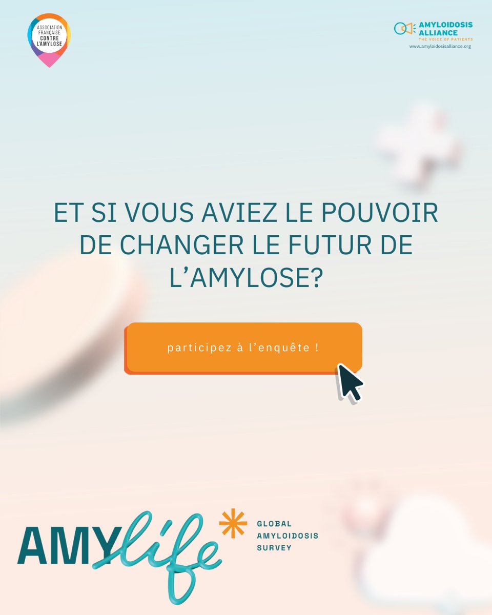 ❓ Et si vous aviez le pouvoir de transformer l’avenir de la prise en charge des patients atteints d’amylose ?

🌍 Prenez 10 minutes pour faire la différence.
👉 amyloidosisalliance.org/amylife

Chaque réponse compte.🙏

#FaitesLaDifférence #SensibilisationAmyloïdose #AMYlife #amylose