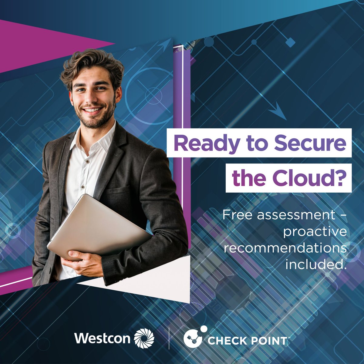 WestconSSA's tweet image. Want to strengthen cloud security for your clients?
 
 Westcon-Comstor partners can access a Free Cloud Security Posture Assessment to discover and fix risks.
 
 Act now for a secure tomorrow: okt.to/lwS2mF
 
 #SecureTheCloud #CloudSecurity #FreeAssessment #CheckPoint