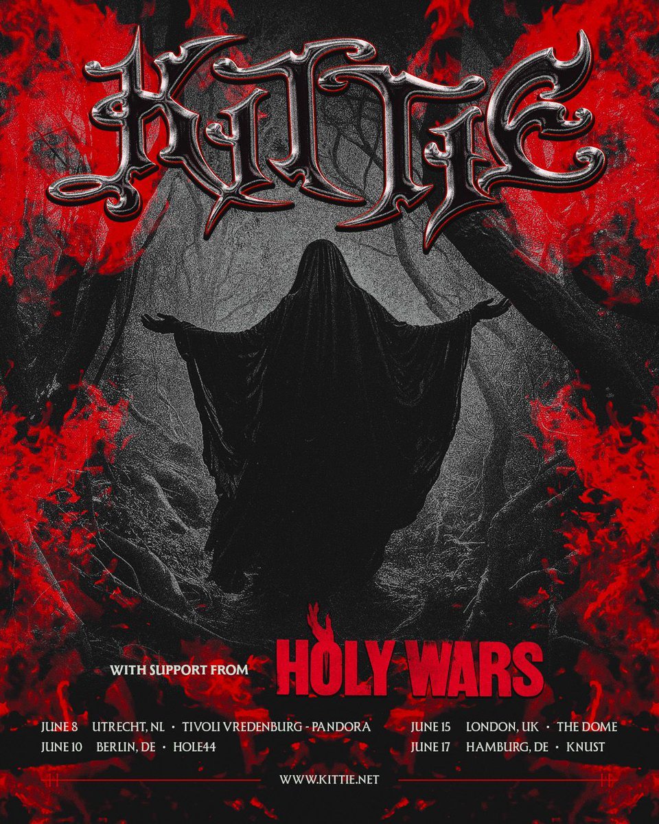 Thrilled to announce that we’ll be joining @officialkittie for a few shows in EU/UK in June￼ Tickets on sale Friday @ 11am CET. holywarsmusic.com