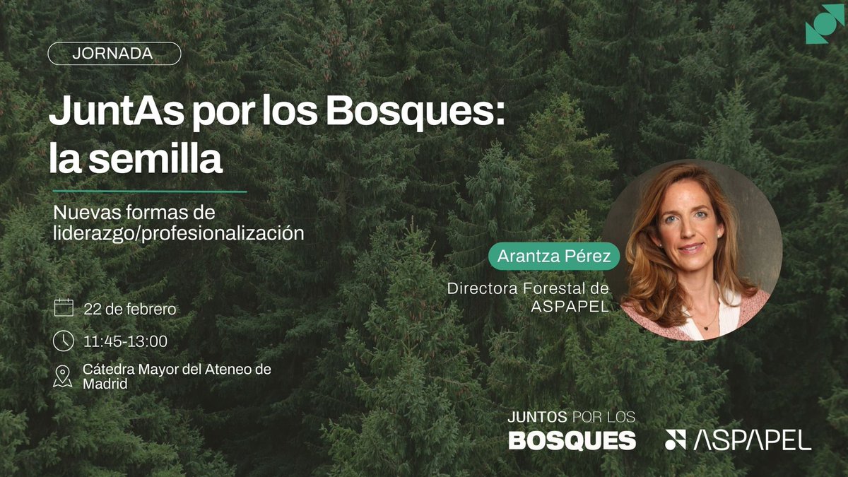 AspapelOficial's tweet photo. 📅 La próxima semana, tenemos una cita en #JuntasPorLosBosques organizado por @JuntosxBosques🌲

@aranmontes de #ASPAPEL participará en la mesa sobre liderazgo, destacando el papel clave de las mujeres en una industria en crecimiento.
✍https://t.co/0N2DAf9ktd

#SectorForestal https://t.co/X4b5nbAh6h