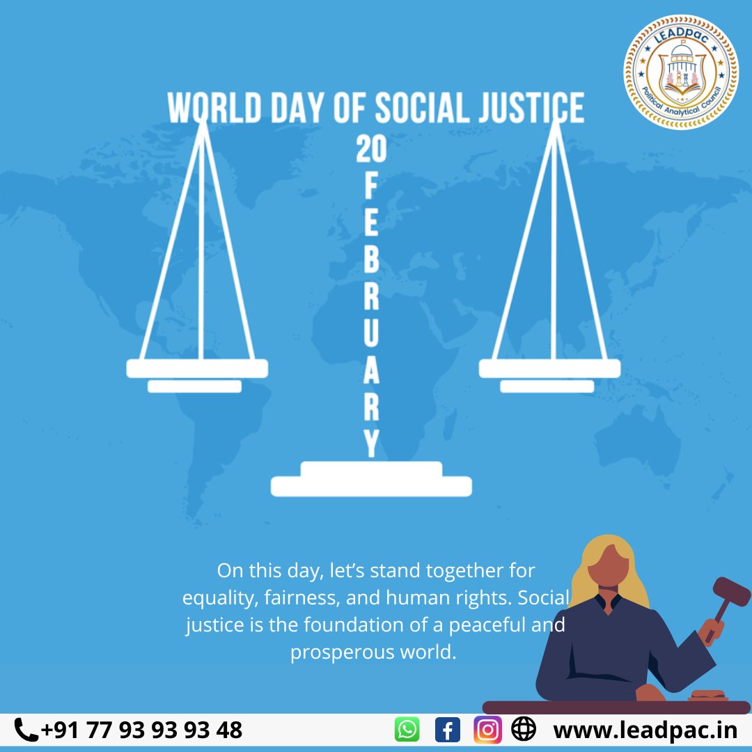 leadpac9's tweet photo. ⚖️ #worlddayofsocialjustice
Let’s stand together for #equality, #fairness & #HumanRights today. #SocialJustice is the foundation of a peaceful & prosperous world.
#justicematters #leadpac #politicalanalysis #telanganapolitics #politics #telangana #politicalnewsintelugu #political https://t.co/ZqdM7E5NEp