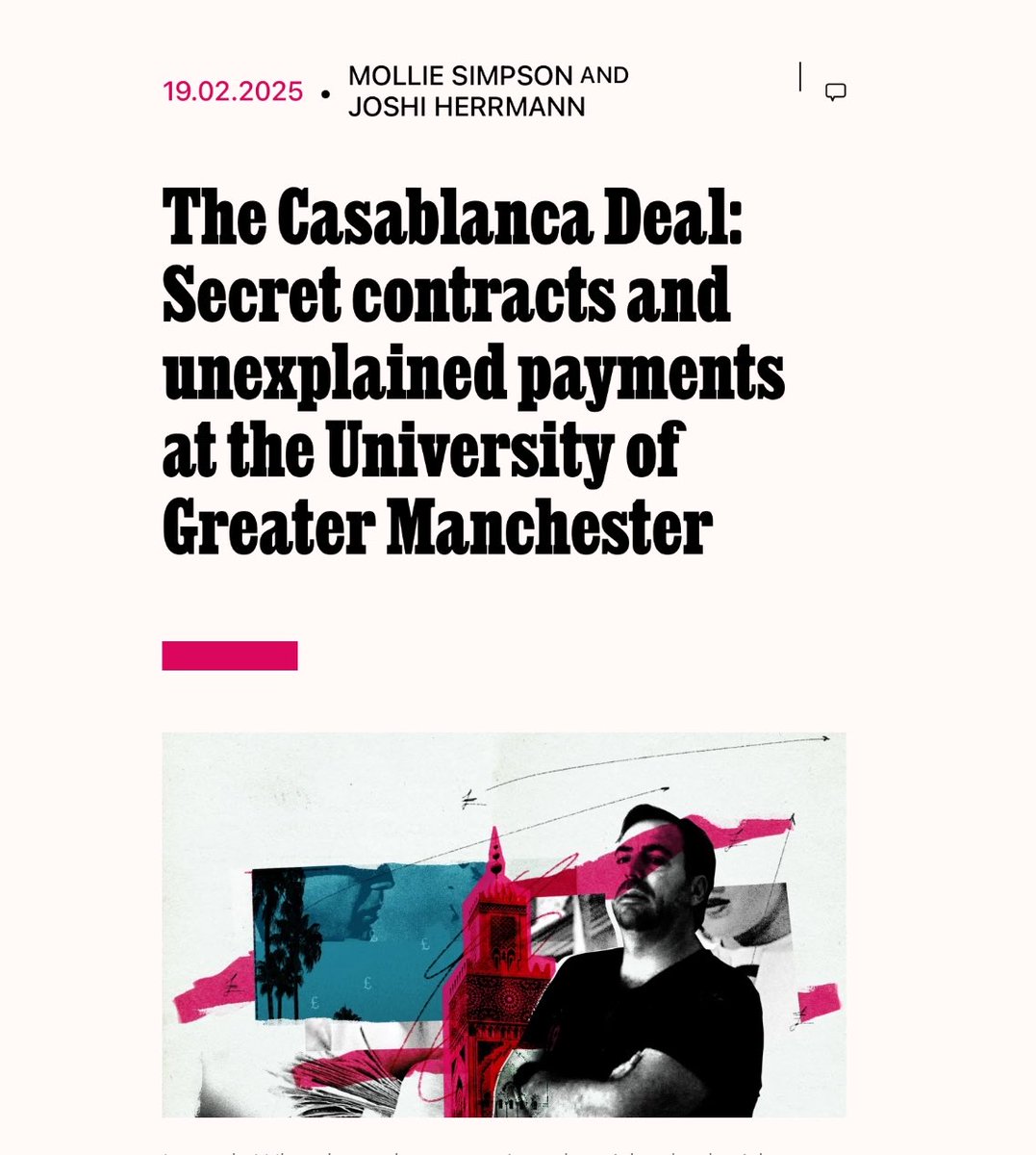 This is one of the wildest stories we’ve ever published: two senior university executives agreeing a deal to divert student fee money from a partner in Casablanca to a company that one of them owns. The uni hasn’t denied the claims, which we’ve passed to the police.