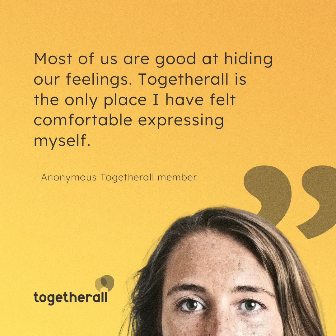 ✨ Real stories. Real support.

💛 Togetherall is a safe, anonymous, online community where you can connect, share, and be heard—anytime, anywhere. 

👉 You may have access through your place of education, region or employer. 

🔗 Join today at togetherall.com