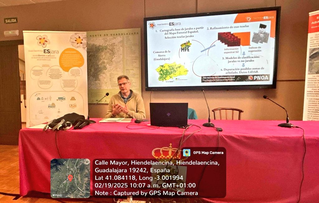 Presentando los resultados 1 y 2 de Teledetección en el <a href="/Goesjara/">ESjara</a>. Desde <a href="/agrestascoop/">AGRESTA S. Coop.</a> nos hemos ocupado de la identificación del recurso con datos 🛰 , biomasa con #LiDAR #Pnoa y producción de aceite esencial de nuevo con 🛰, con resultados muy prometedores.