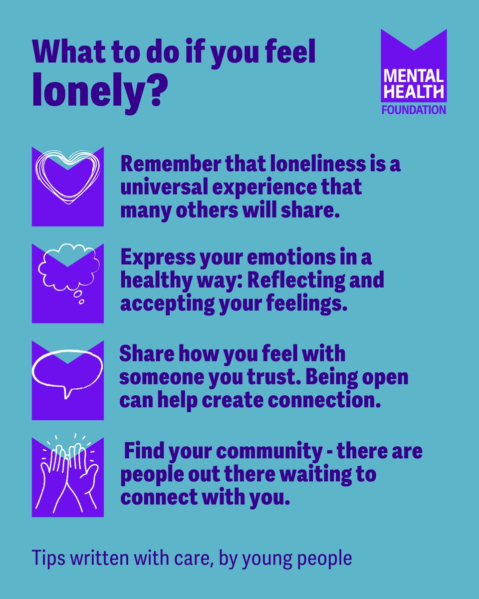 We all feel lonely from time to time. But there things you can do to help you cope. 💜

Read our tips on things to do if you feel lonely, written with care, by young people: bit.ly/4jXsSGi