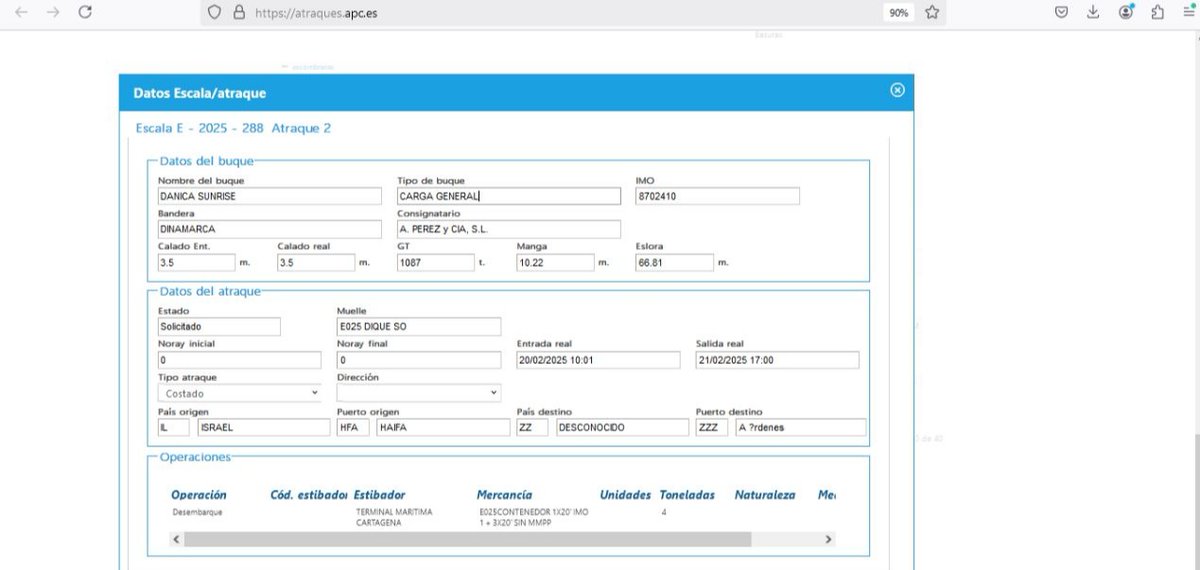 BDSMurcia's tweet image. Un nuevo ⛴️ procedente de 🇮🇱 descargará estos días 4 toneladas de 🧨 explosivos en Cartagena!!!

Otra prueba más de que @desdelamoncloa NO ha decretado un embargo de armas a Israel

#StopArmasConIsrael

laopiniondemurcia.es/cartagena/2025…
