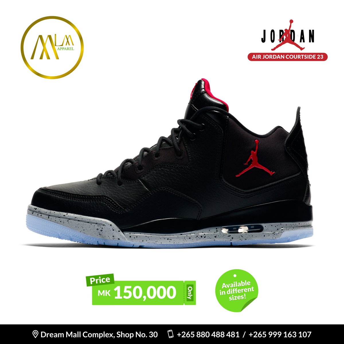 mlmapparelmw's tweet photo. Legendary kicks, unbeatable price! 🚀 Grab your pair of Air Jordans now for MK 150,000 only! 👟Available in different sizes. 

📍Visit us at Dream Mall Complex, Shop No. 30!
📞 +265 880 488 481 

#SneakerHeads #JordanLovers #shoes #MLMApparel #Lilongwe #Malawi #Airjordan #kicks https://t.co/qDKGWRaC8j
