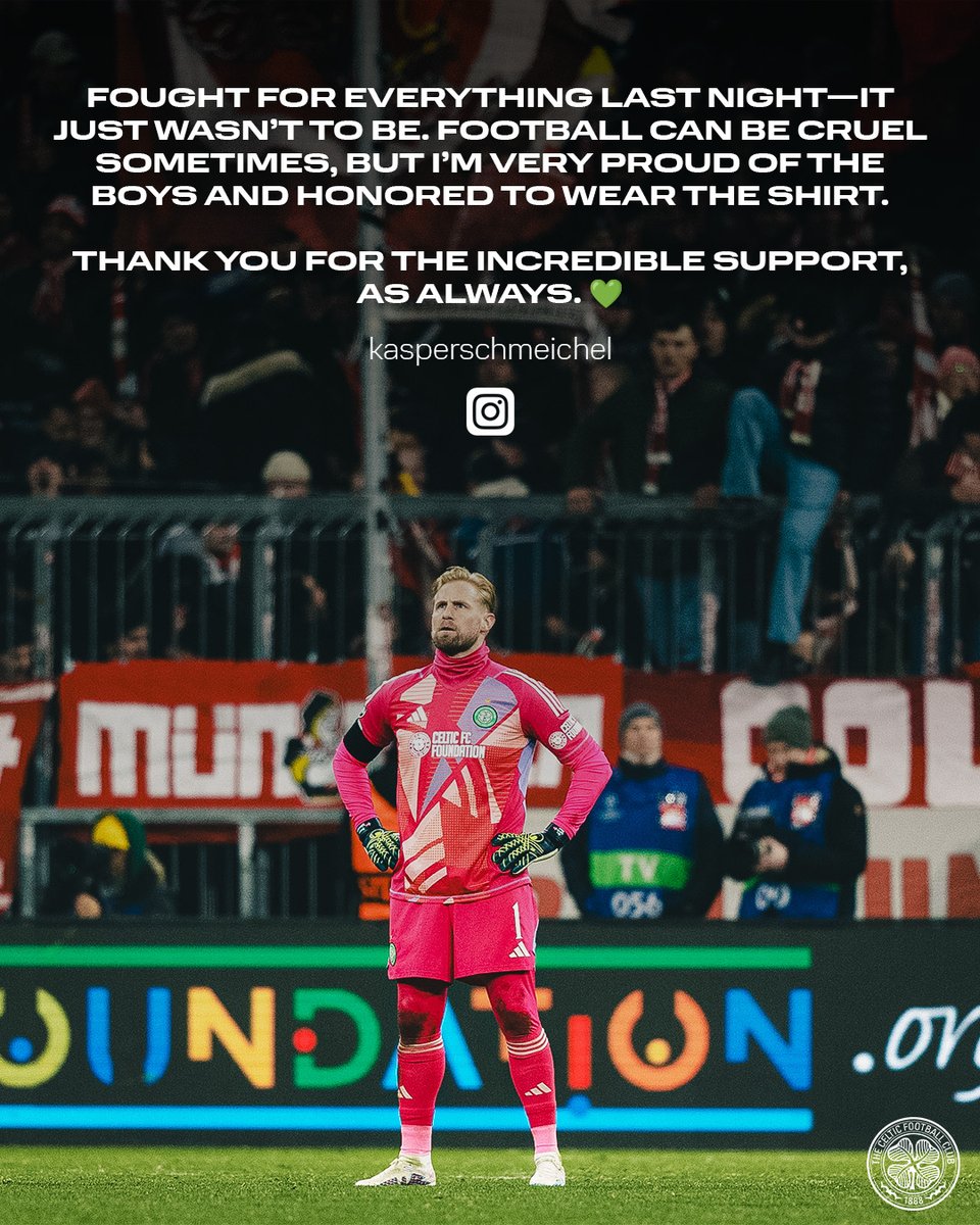 💚 <a href="/kschmeichel1/">Kasper Schmeichel</a>

#UCL | #BayernMünchenCeltic | #CelticFC🍀