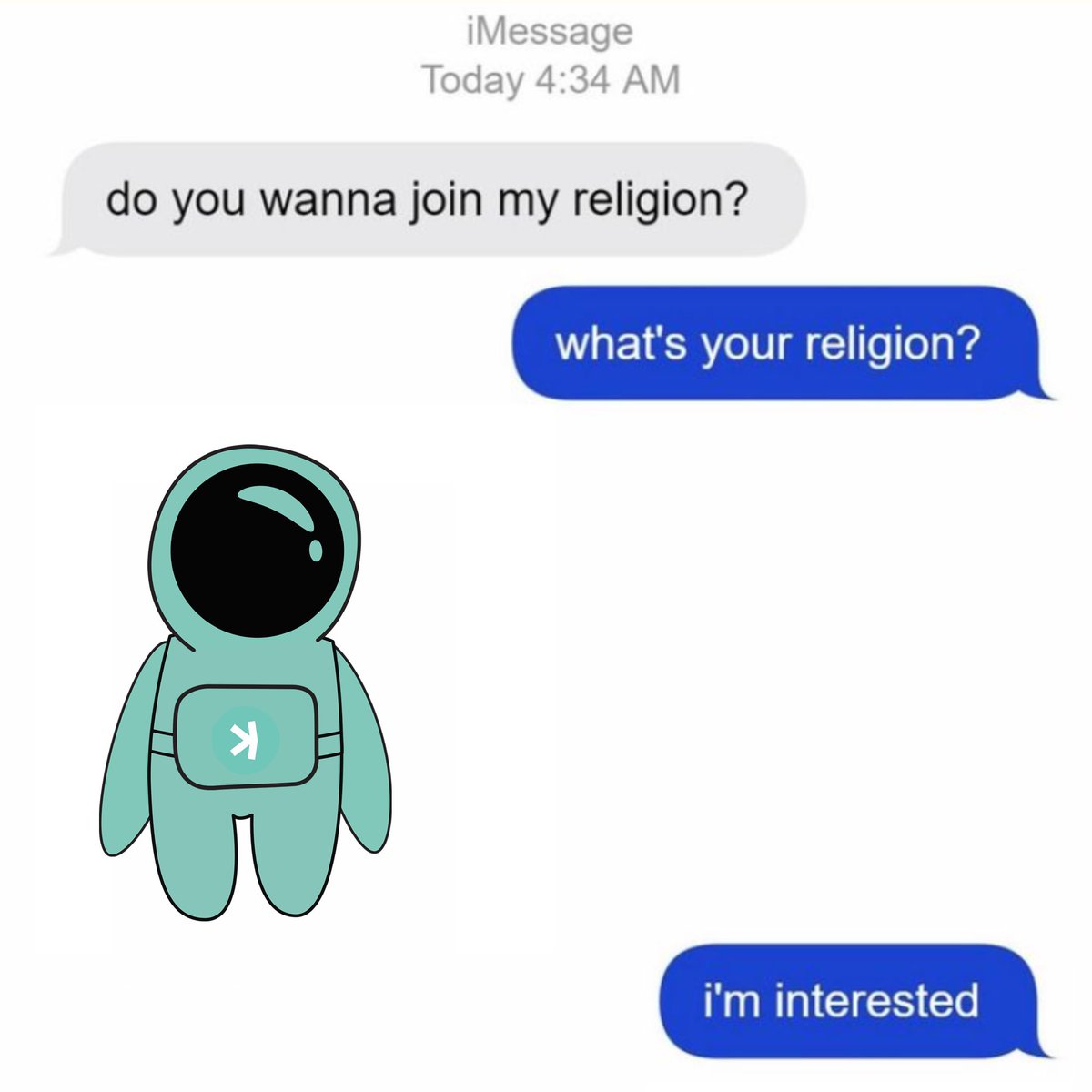 The best religion 🧑‍🚀

or the best cult? 👀

#Kaspa #KRC20 #kasmic #ORKASMIC