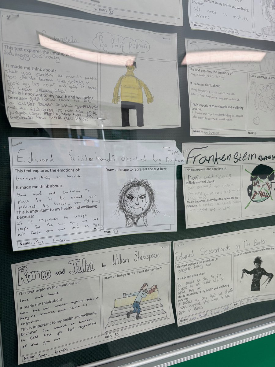 Check out our Health and Well-being display. Students from s1-s5 reflected on how their English work recognises emotions, develops empathy and helps understand other’s feelings and emotions. Great job everyone!