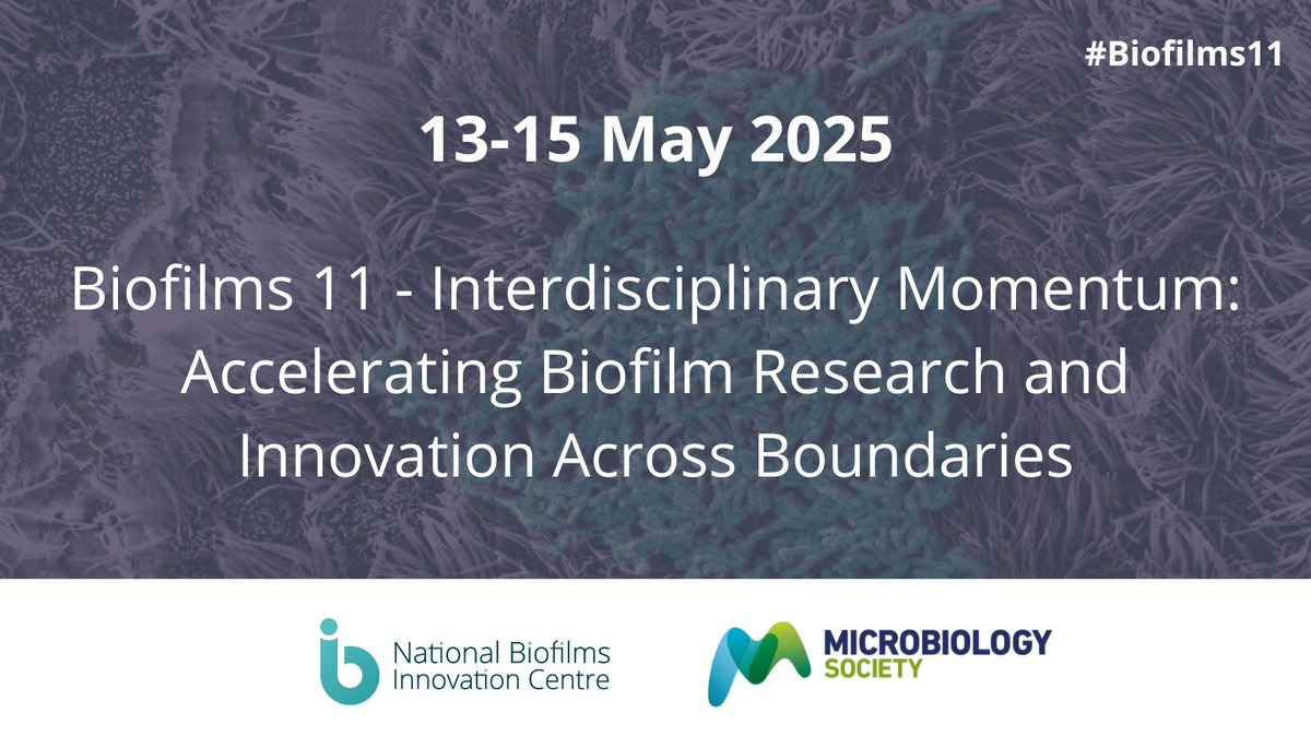 National Biofilms Innovation Centre (NBIC) (@ukbiofilms) on Twitter photo 📢 Registration for #Biofilms11 is open!
👩🏻🔬Hosted by NBIC and <a href="/MicrobioSoc/">Microbiology Society</a>, #Biofilms11 will take place in #Cardiff from 13-15 May 2025.
Register now at ➡️biofilms.ac.uk/biofilms-11
#biofilm #microbiology #research #innovation 📢 Registration for #Biofilms11 is open!
👩🏻🔬Hosted by NBIC and <a href="/MicrobioSoc/">Microbiology Society</a>, #Biofilms11 will take place in #Cardiff from 13-15 May 2025.
Register now at ➡️biofilms.ac.uk/biofilms-11
#biofilm #microbiology #research #innovation