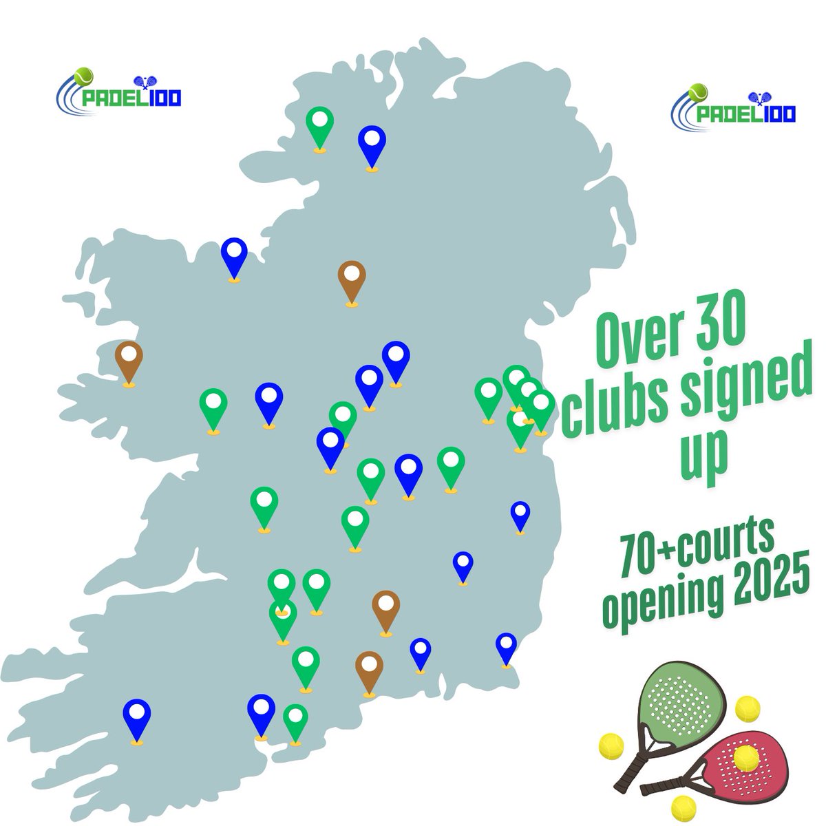 We at Padel100 have had a great start to the year. Our target for end of 2025 was 100 courts signed in Ireland and we are now 70% of target in just 2 months.
