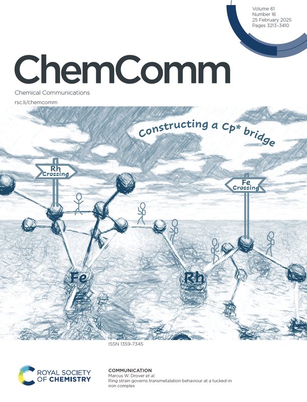 Marcus Drover (@marcuswdrover) on Twitter photo 🎨🖌️#OnTheCover of the latest issue of <a href="/ChemCommun/">Chemical Communications</a>!
"Ring strain governs transmetalation behaviour at a tucked-in iron complex" by Connor Durfy, Michelle Huang, Joseph A. Zurakowski, Paul D. Boyle and Marcus Drover
➡️ pubs.rsc.org/en/content/art… 🎨🖌️#OnTheCover of the latest issue of <a href="/ChemCommun/">Chemical Communications</a>!
"Ring strain governs transmetalation behaviour at a tucked-in iron complex" by Connor Durfy, Michelle Huang, Joseph A. Zurakowski, Paul D. Boyle and Marcus Drover
➡️ pubs.rsc.org/en/content/art…