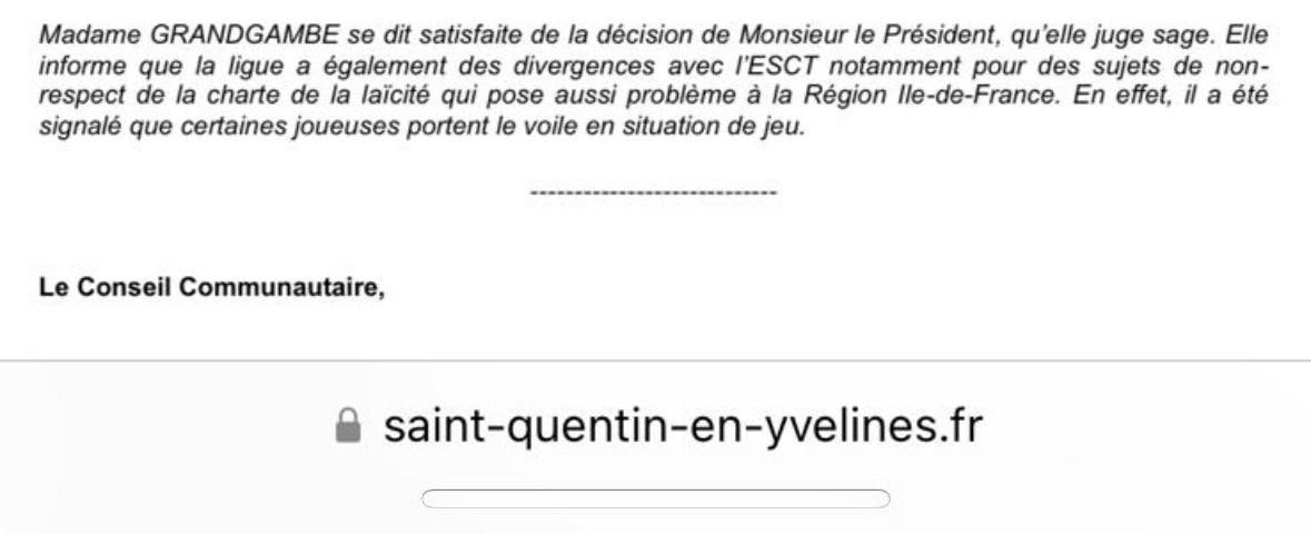 🚨 À #Trappes, Sandrine Grandgambe pointe du doigt des joueuses voilées de l’ESCT Basket au Conseil communautaire.
Pourquoi cette mise en cause alors que le club respecte la loi ?
Nous poserons la question aux élus de Trappes et au Maire Ali Rabeh au prochain Conseil municipal.