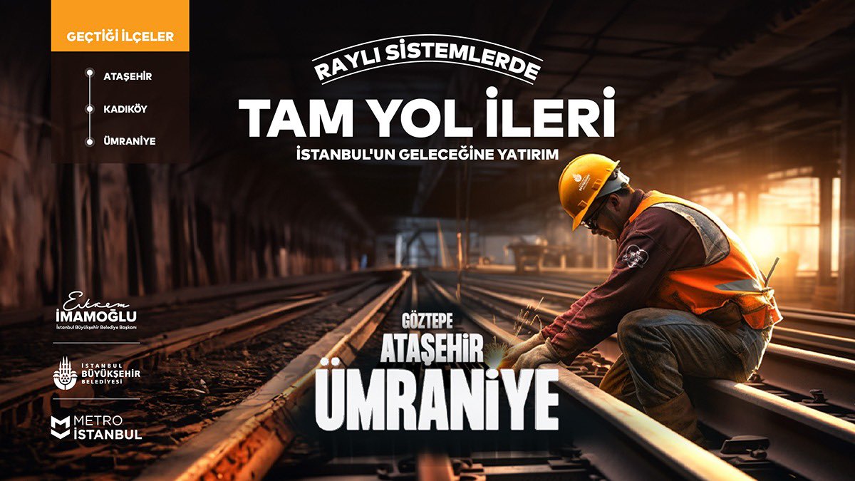İstanbul’un ulaşım haritasını genişletmeye, şehri raylarla daha da ileri taşımaya devam ediyoruz! 🚆✨

Göztepe, Ataşehir ve Ümraniye’yi birbirine bağlayan yeni hattımızla, İstanbul’un her köşesine daha dakik, konforlu ve çevreci bir ulaşım sunuyoruz. Güçlenen raylı sistem ağımız