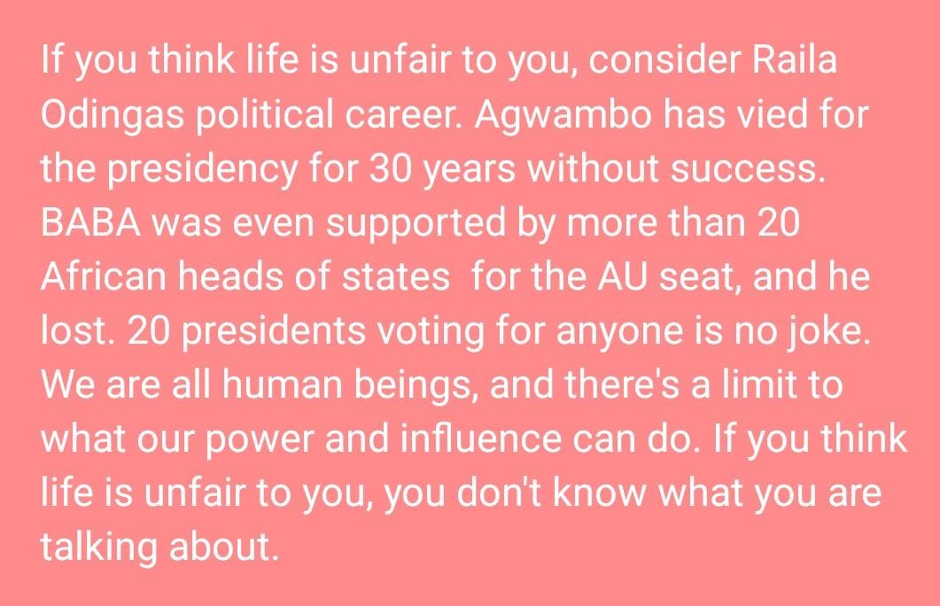 If you think life is unfair, Read this
<a href="/RailaOdinga/">The Raila Odinga Amolo Foundation</a>