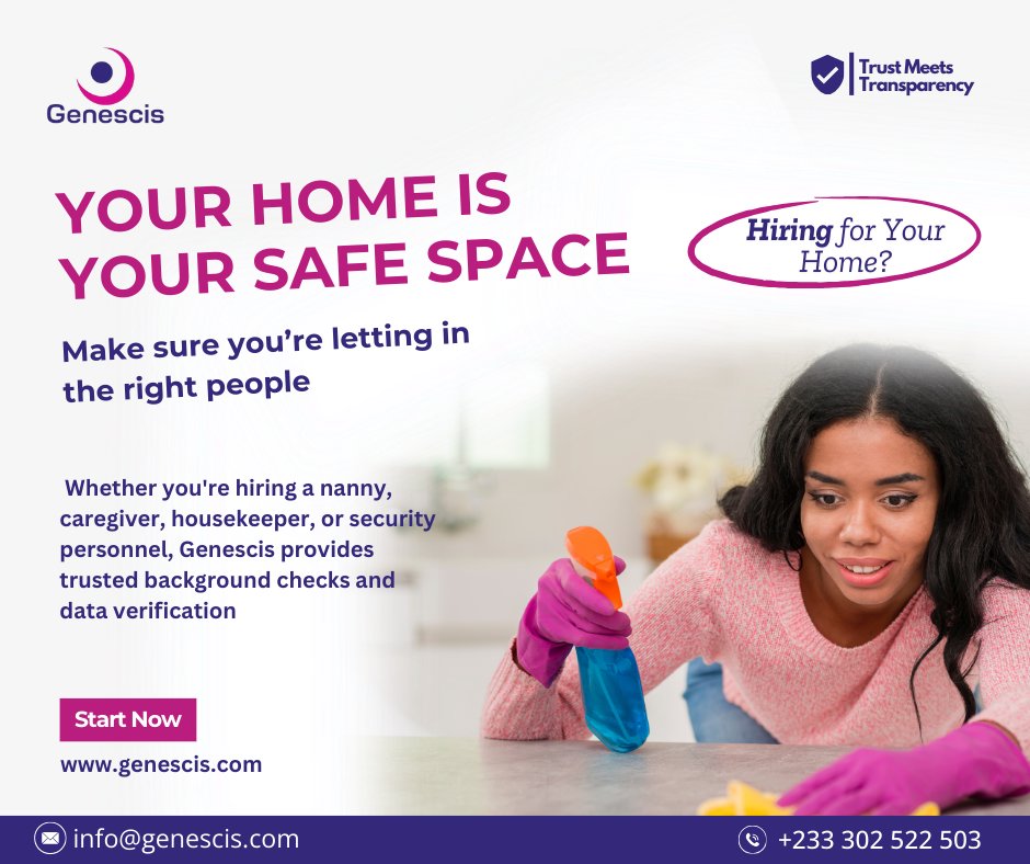 genes_cis's tweet photo. Whether it’s a nanny, caregiver, or housekeeper, knowing who you’re hiring is just as important as the job itself. Genescis helps you make safe and informed decisions with trusted background checks and data verification.
Start now: https://t.co/SbOf9VgaB4 https://t.co/c95VMmltKO