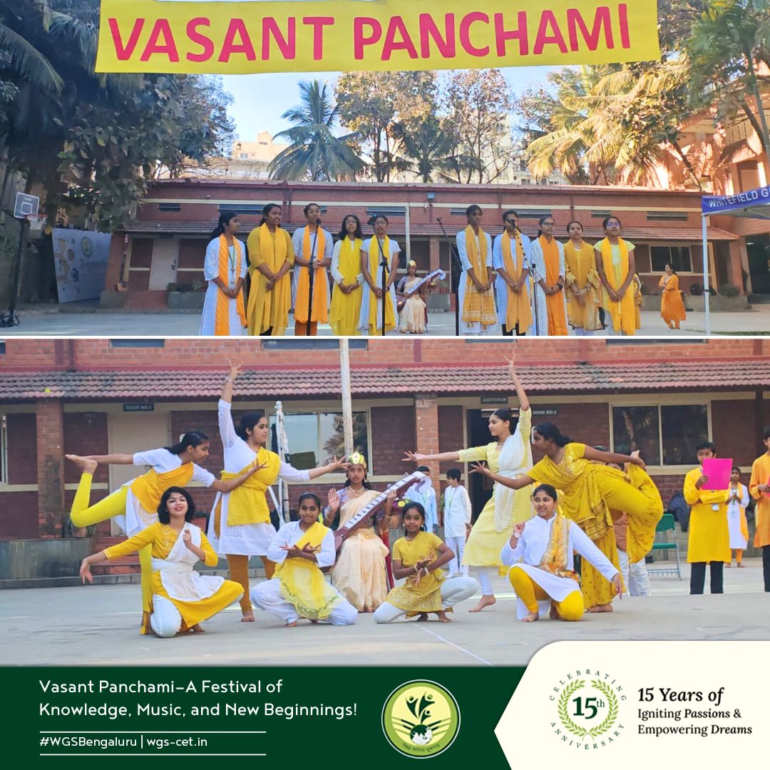 wgs_bengaluru's tweet image. Embracing Wisdom &amp;amp; Joy: Vasant Panchami at WGS! 

WGS celebrated Vasant Panchami with devotion, dance, and music, honoring Goddess Saraswati. Students explored Akshara Abhyasam, learned new words, and reflected on the joy of knowledge and new beginnings. 

#VasantPanchami